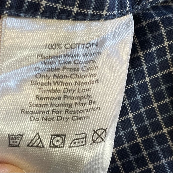 Eddie Bauer Navy Checkered Dress Shirt
Size large‎ tall business casual - Picture 4 of 8